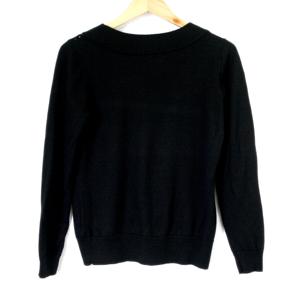 Calvin Klein Black Rhinestone Sparkle Wide Scoop Neck Sweater Women's ...