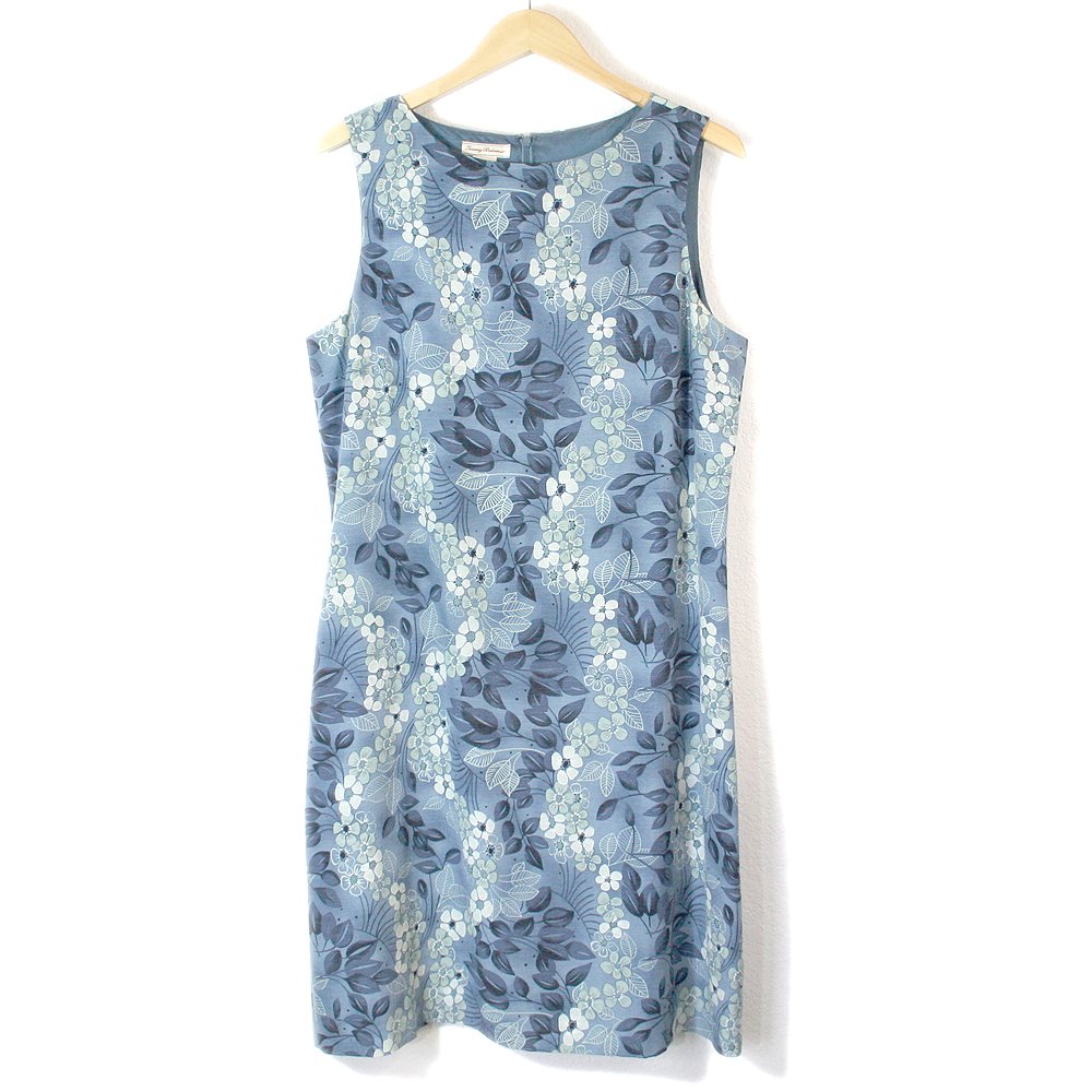 Tommy Bahama Blue Floral Print Silk Sheath Dress Lined Women's Size 16 (XL)
