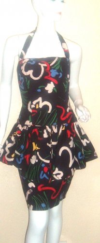 Vintage 1980's Abstract Strapless Party Dress XS S