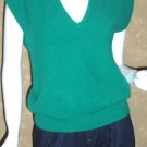 Vintage Kelly Green Angora Sweater Vest V-neck Top M ps