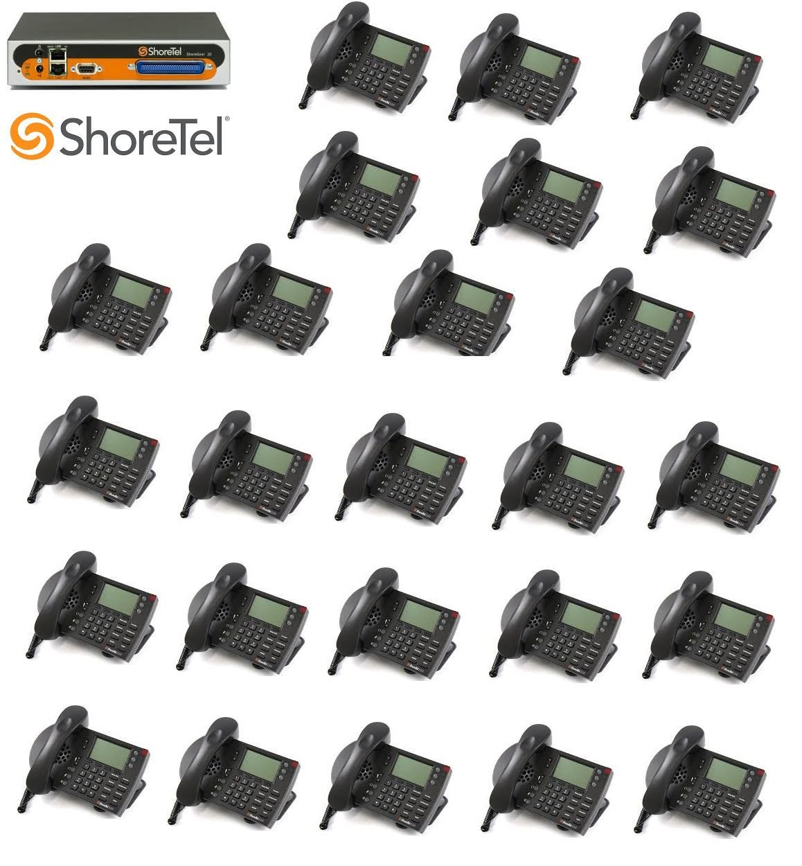 Shoretel 30 KSU VOIP Phone System W/ 25 230G Phones Telephones