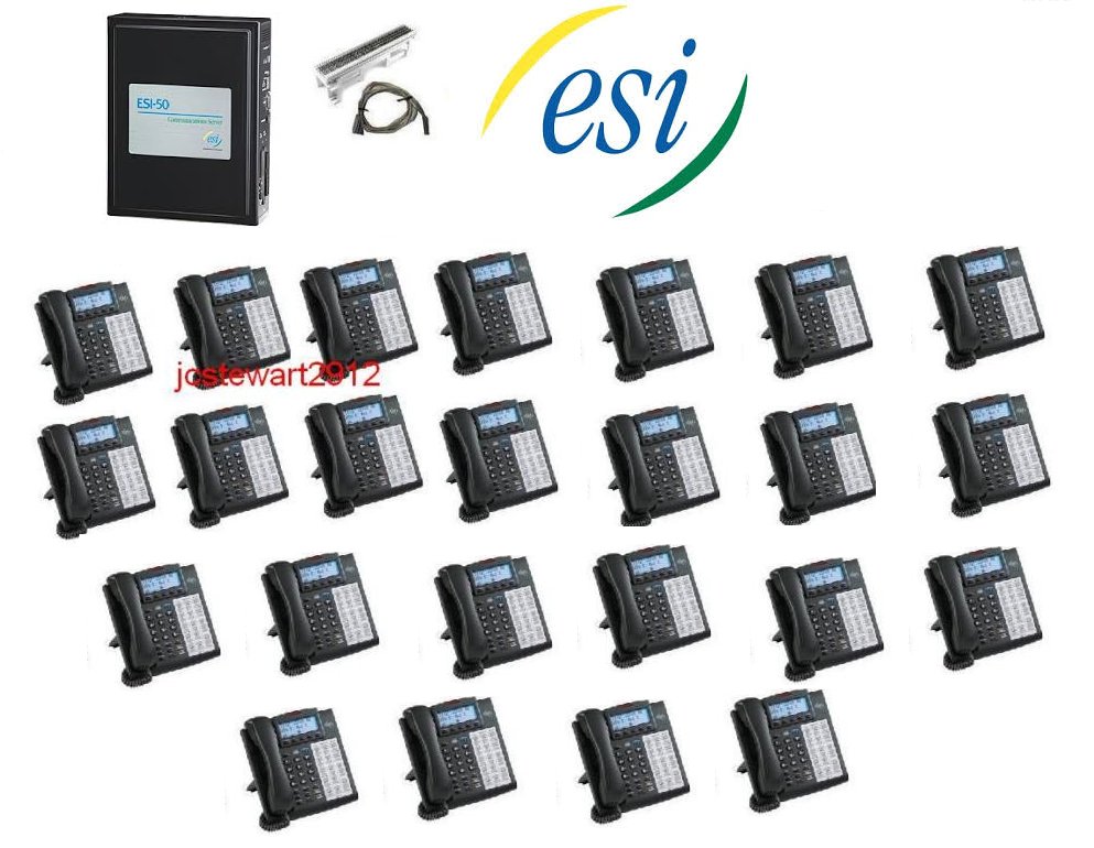 ESI 50 CLASS PHONE SYSTEM W/ (24) 48 KEY H DFP PHONES VOICE MAIL CALLER ID