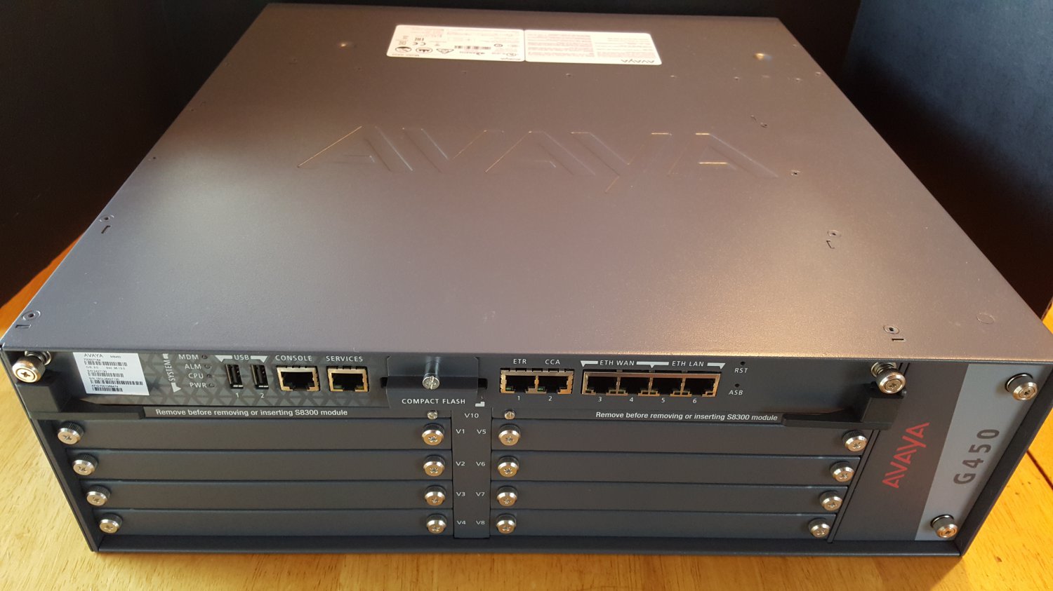 Avaya G450 MP160 Media Gateway Chassis w/ MB450 (1) MP160 DSP & dual