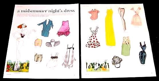 A MIDSUMMER NIGHT'S DRESS Magazine Paper Dolls 2 BIG PAGES