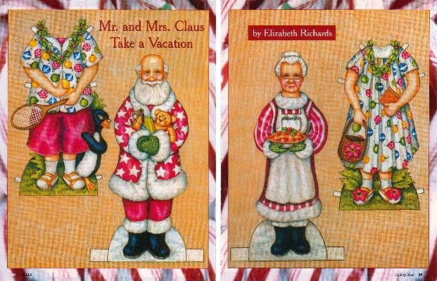 MR. & MRS. CLAUS TAKE A VACATION Magazine Paper Dolls 2 PAGES