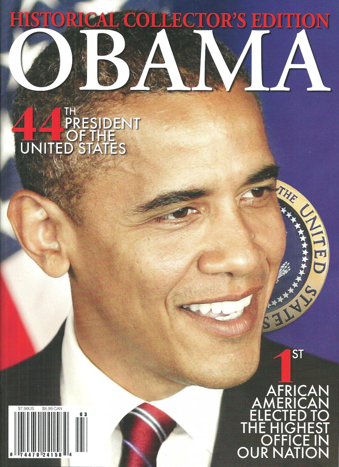 Historical Collector's Edition BARACK OBAMA 2008 Beautiful Full-Color Magazine