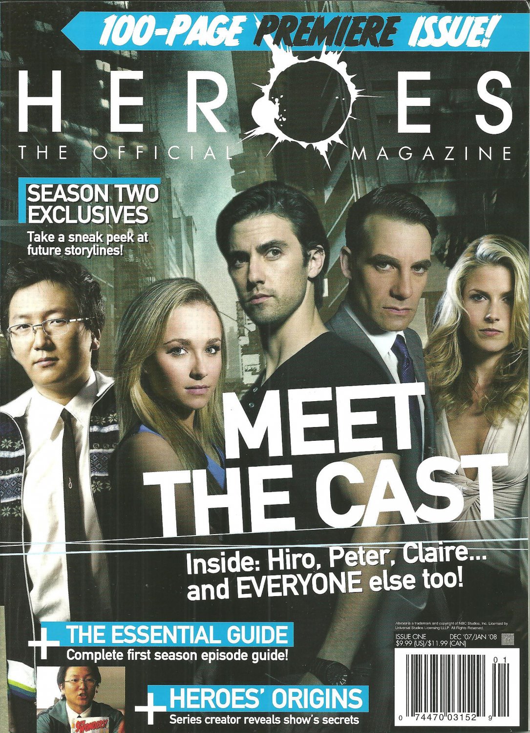 HEROES THE OFFICIAL MAGAZINE 100-Page Premiere Issue #1 December/January 2008