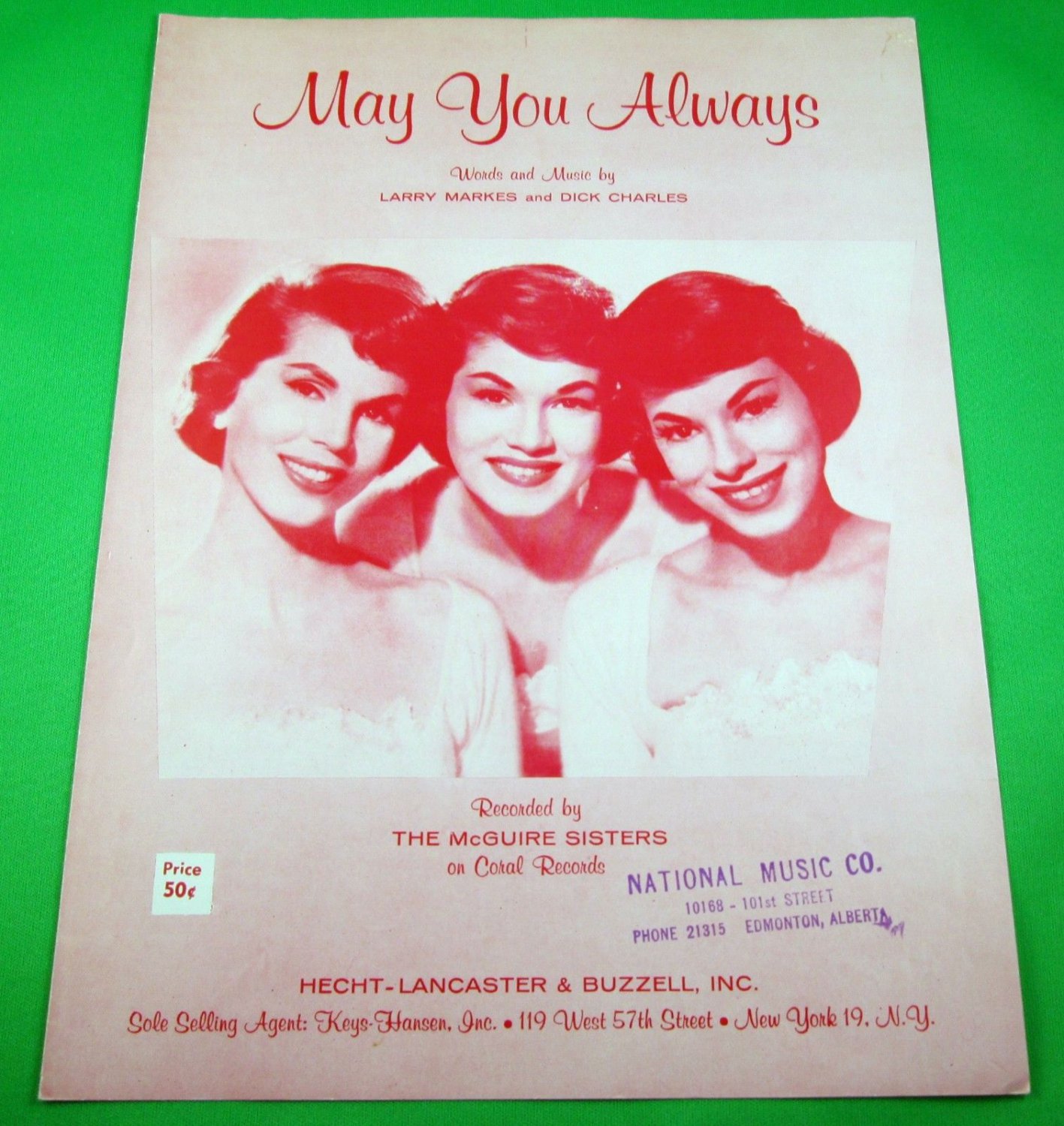 May You Always Original Sheet Music The Mcguire Sisters © 1958