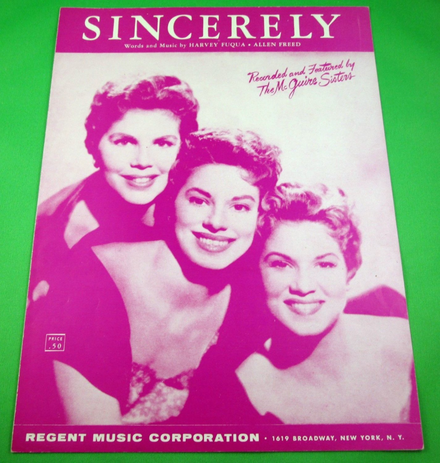 SINCERELY Original Sheet Music THE McGUIRE SISTERS © 1954