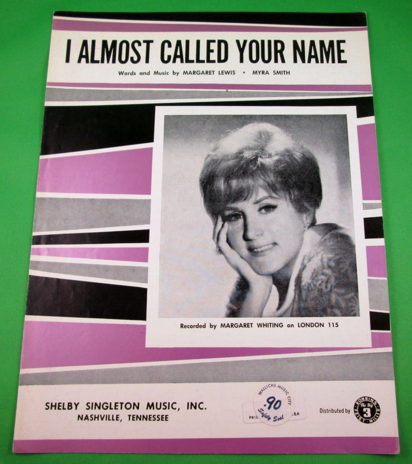I ALMOST CALLED YOUR NAME Piano/Vocal Sheet Music MARGARET WHITING Â© 1967