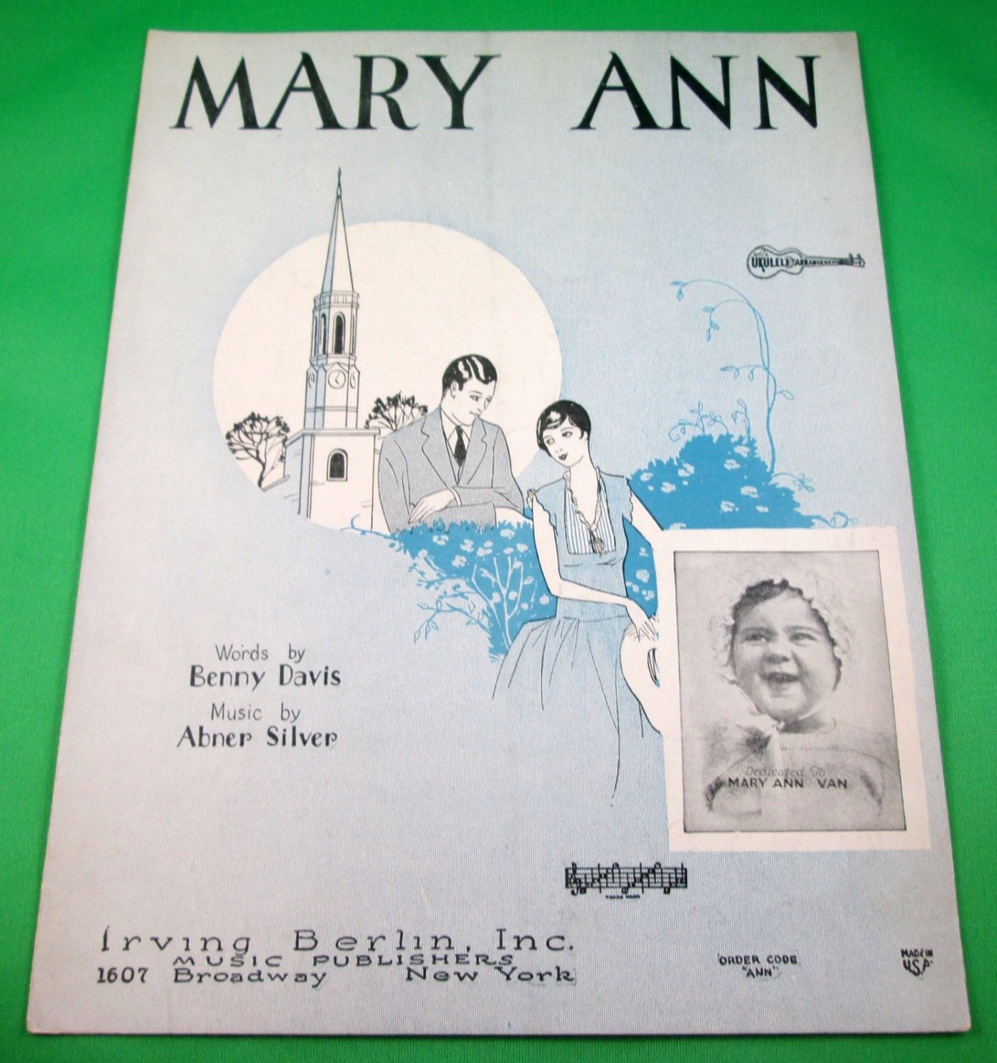 MARY ANN Vintage Piano/Vocal/Guitar/Uke Sheet Music Â© 1927