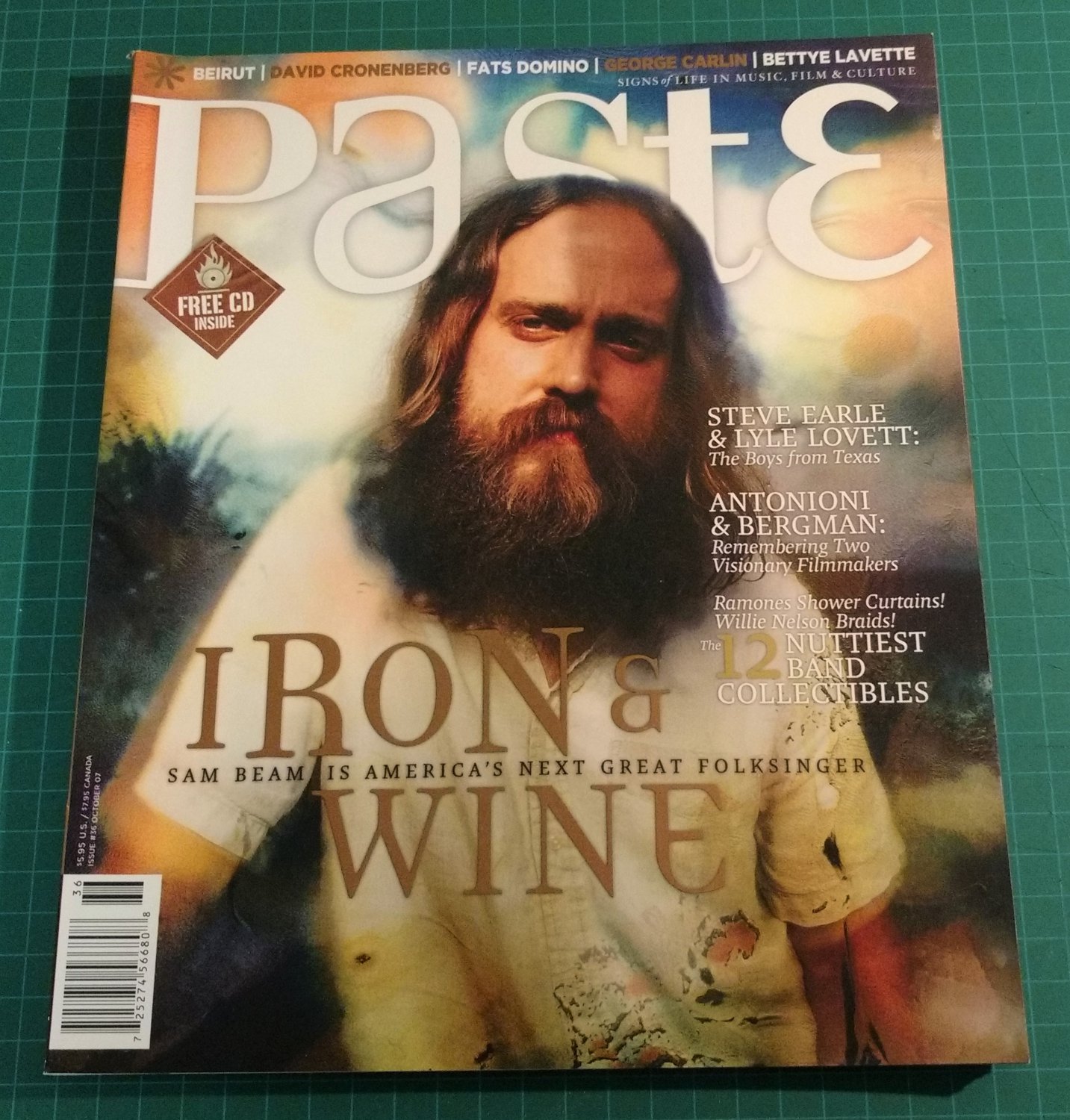 PASTE MAGAZINE Issue #36 October 2007 IRON & WINE Sampler CD NEW & UNREAD COPY!
