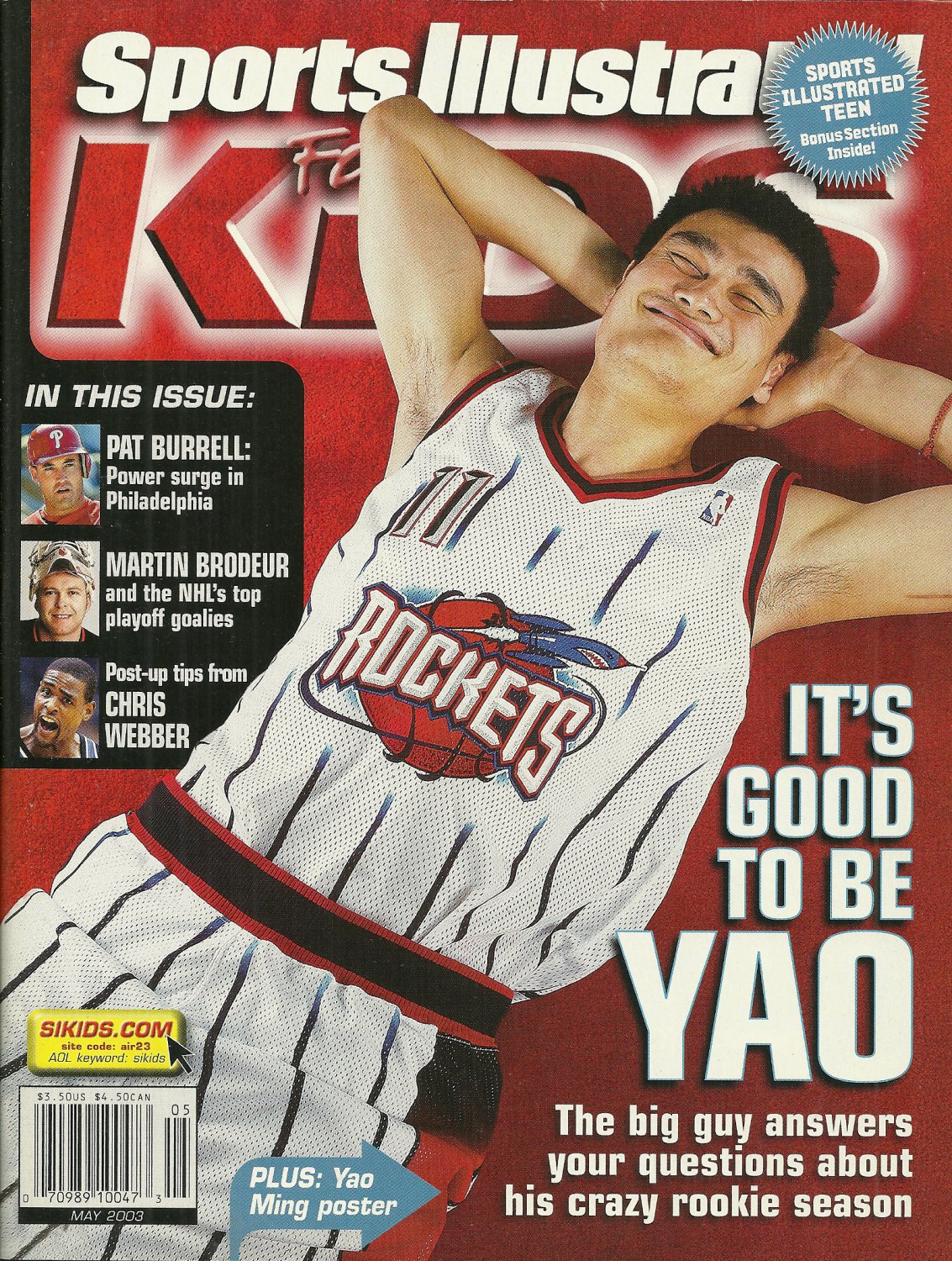 SI SPORTS ILLUSTRATED FOR KIDS MAGAZINE May 2003 w/ Cards & Yao Ming ...