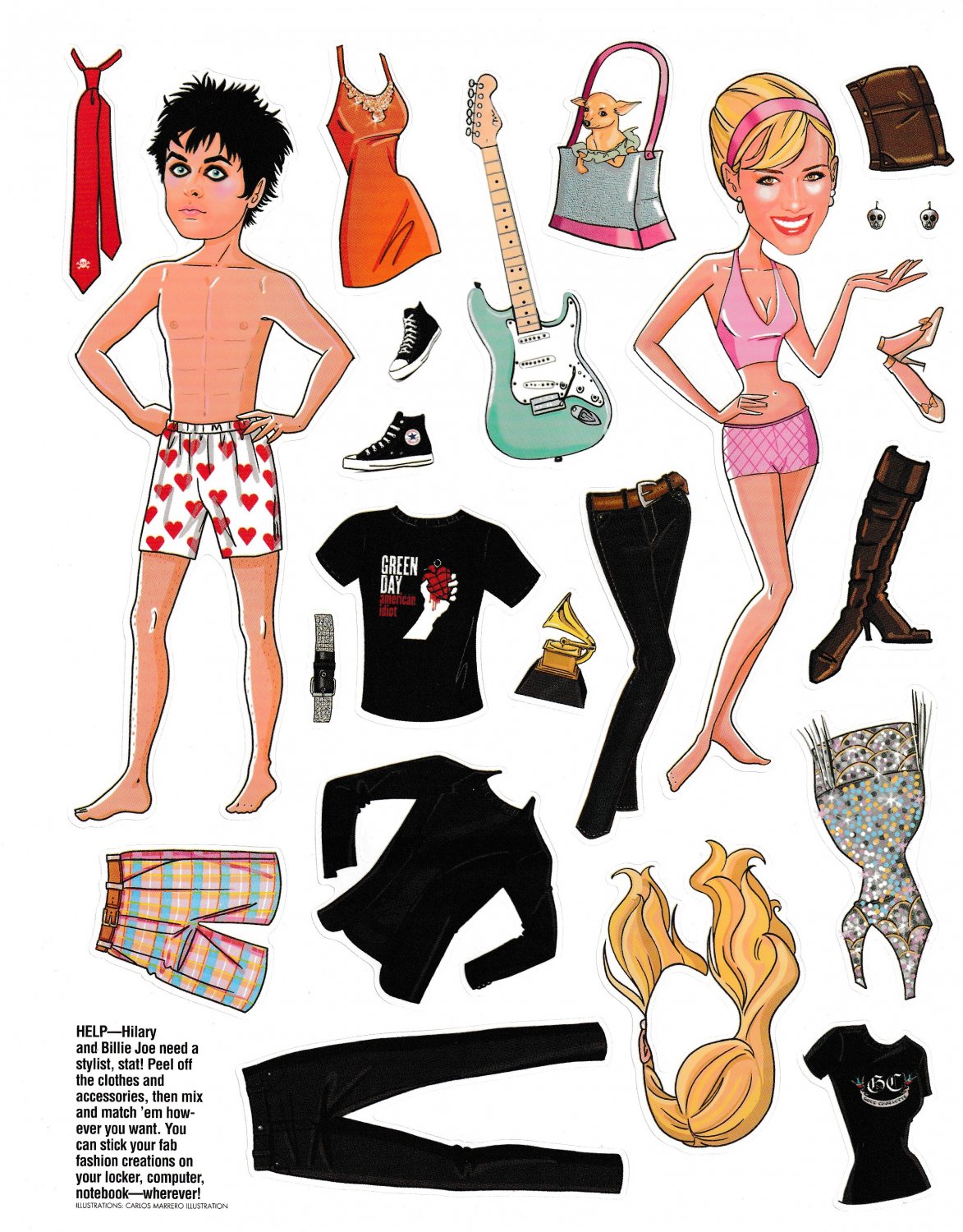 HILARY DUFF & BILLIE JOE ARMSTRONG DieCut Magazine Paper Dolls