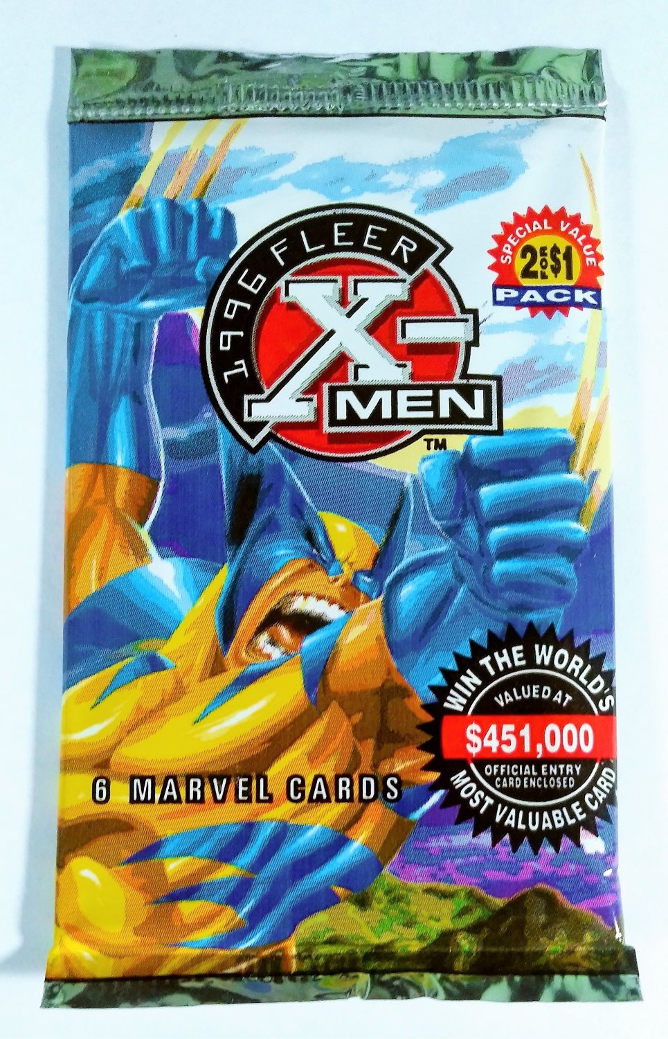 X-MEN Fleer Trading Cards Sealed Pack of 6 Marvel Cards 1996