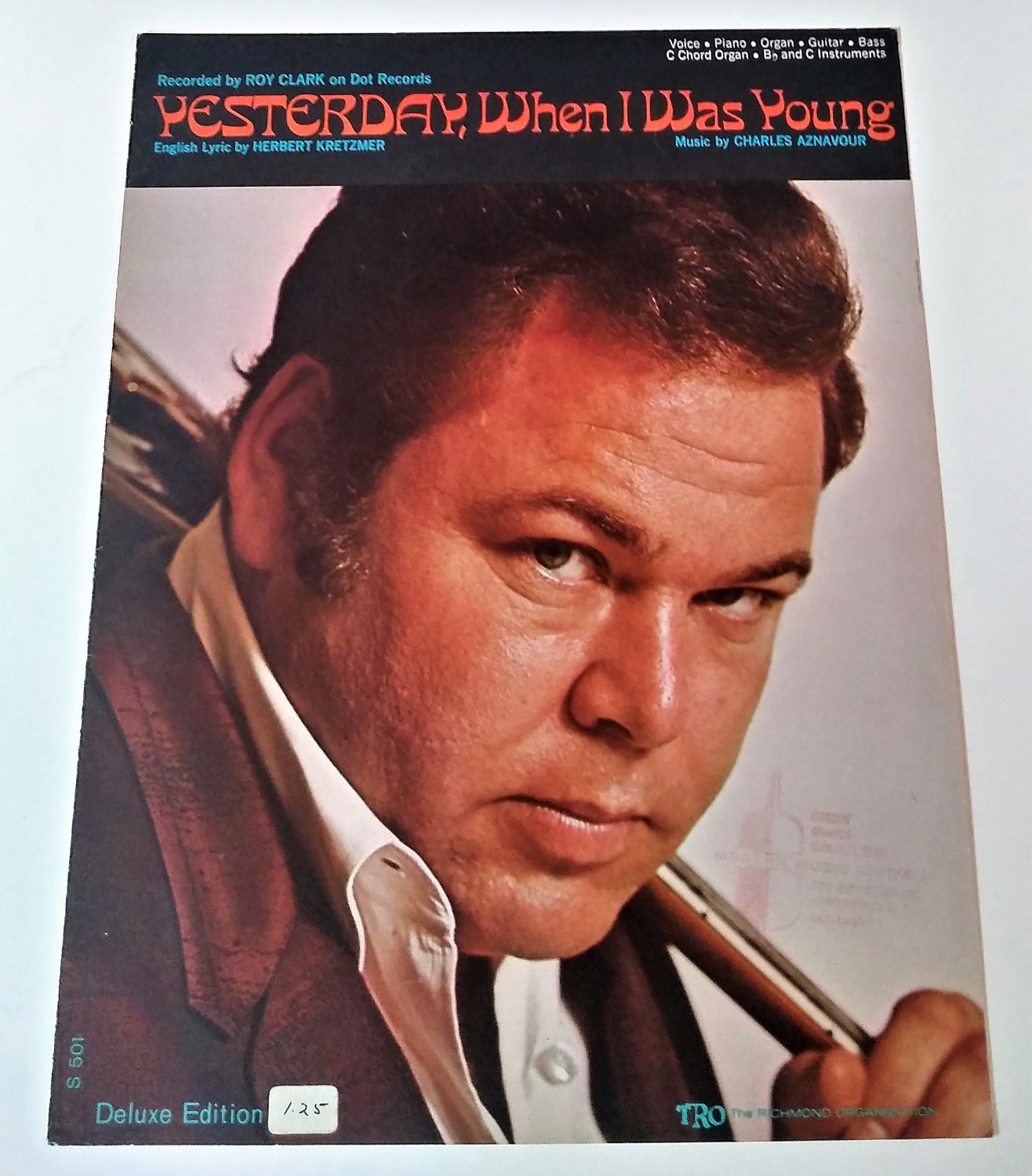 YESTERDAY WHEN I WAS YOUNG Piano/Voice/Guitar Sheet Music ROY CLARK