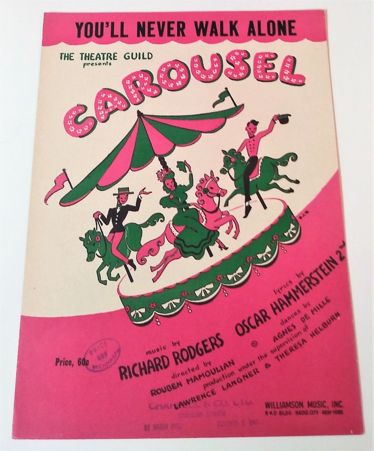 YOU'LL NEVER WALK ALONE Piano/Vocal Sheet Music RODGERS & HAMMERSTEIN CAROUSEL