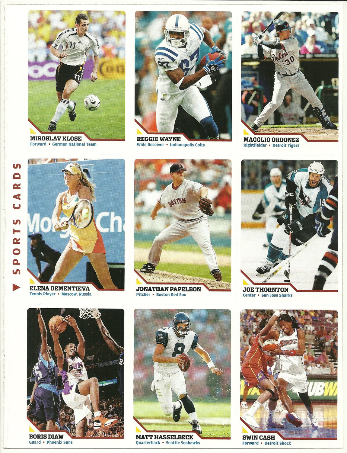 Si Sports Illustrated For Kids Sheet Of 9 Trading Cards 91 To 99