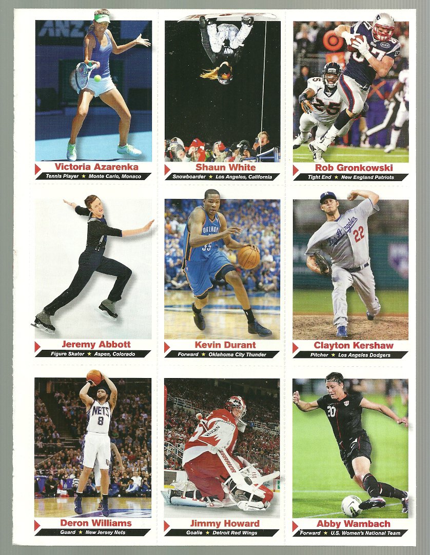 SI SPORTS ILLUSTRATED FOR KIDS Sheet of 9 Trading Cards 118126 SHAUN