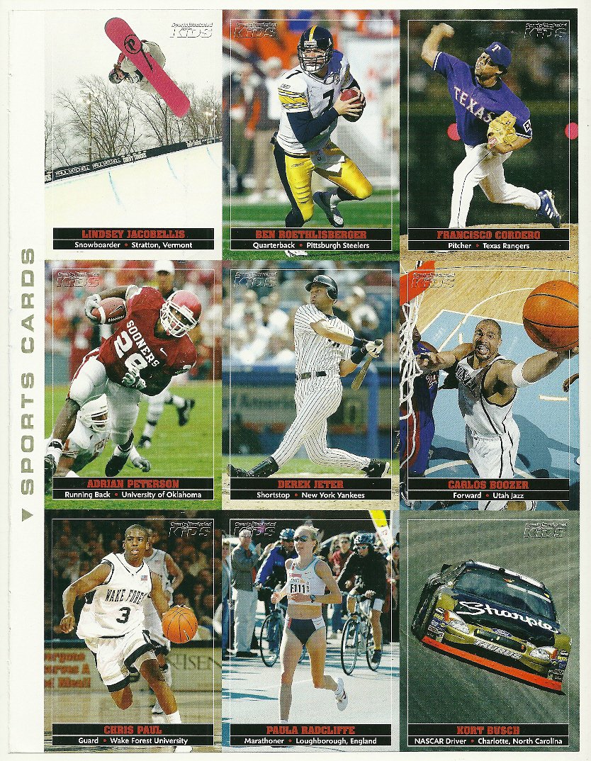SI SPORTS ILLUSTRATED FOR KIDS Sheet 9 Trading Cards 451459 BEN