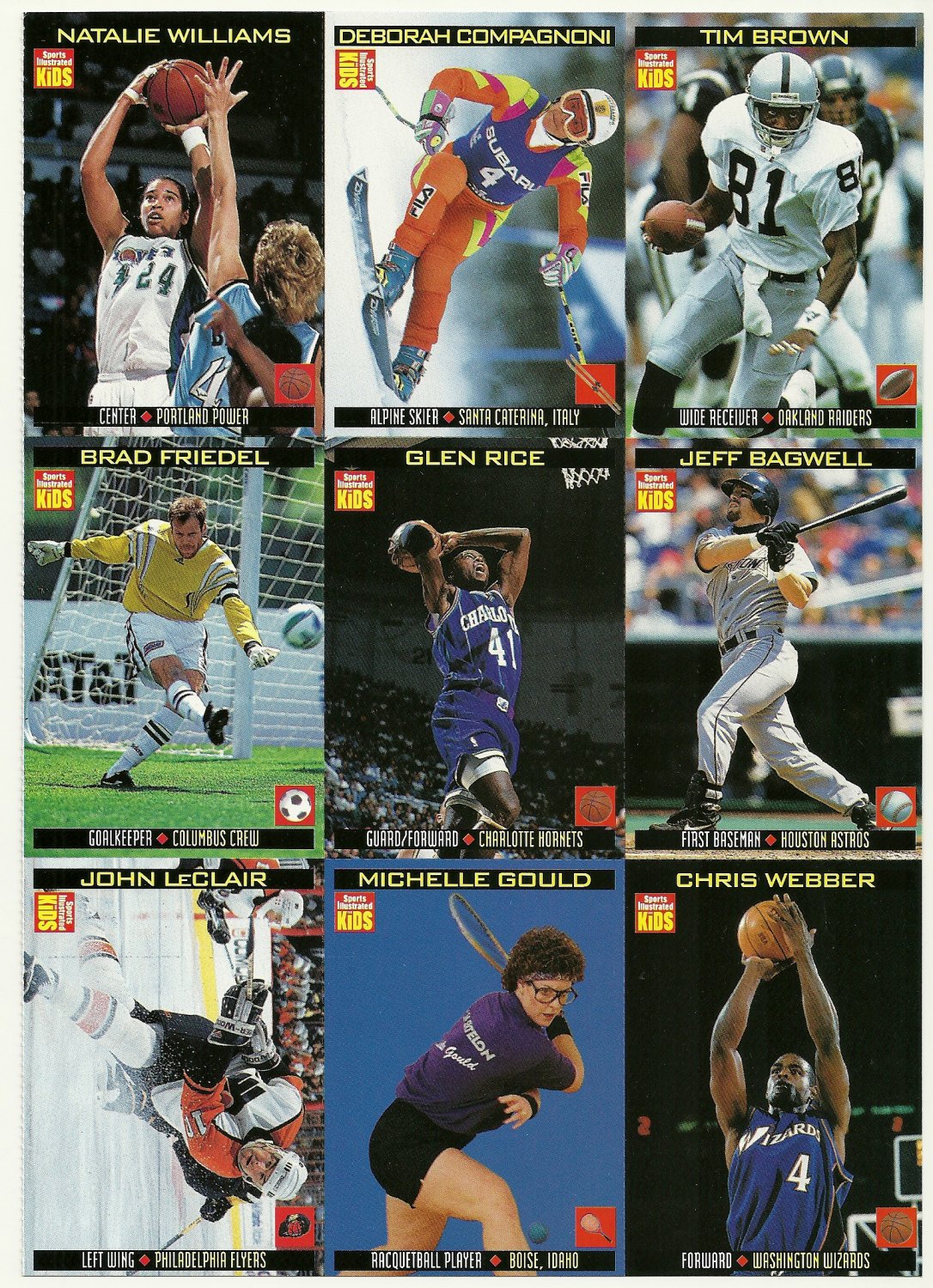 SI SPORTS ILLUSTRATED FOR KIDS Sheet 9 Trading Cards 649657 TIM BROWN