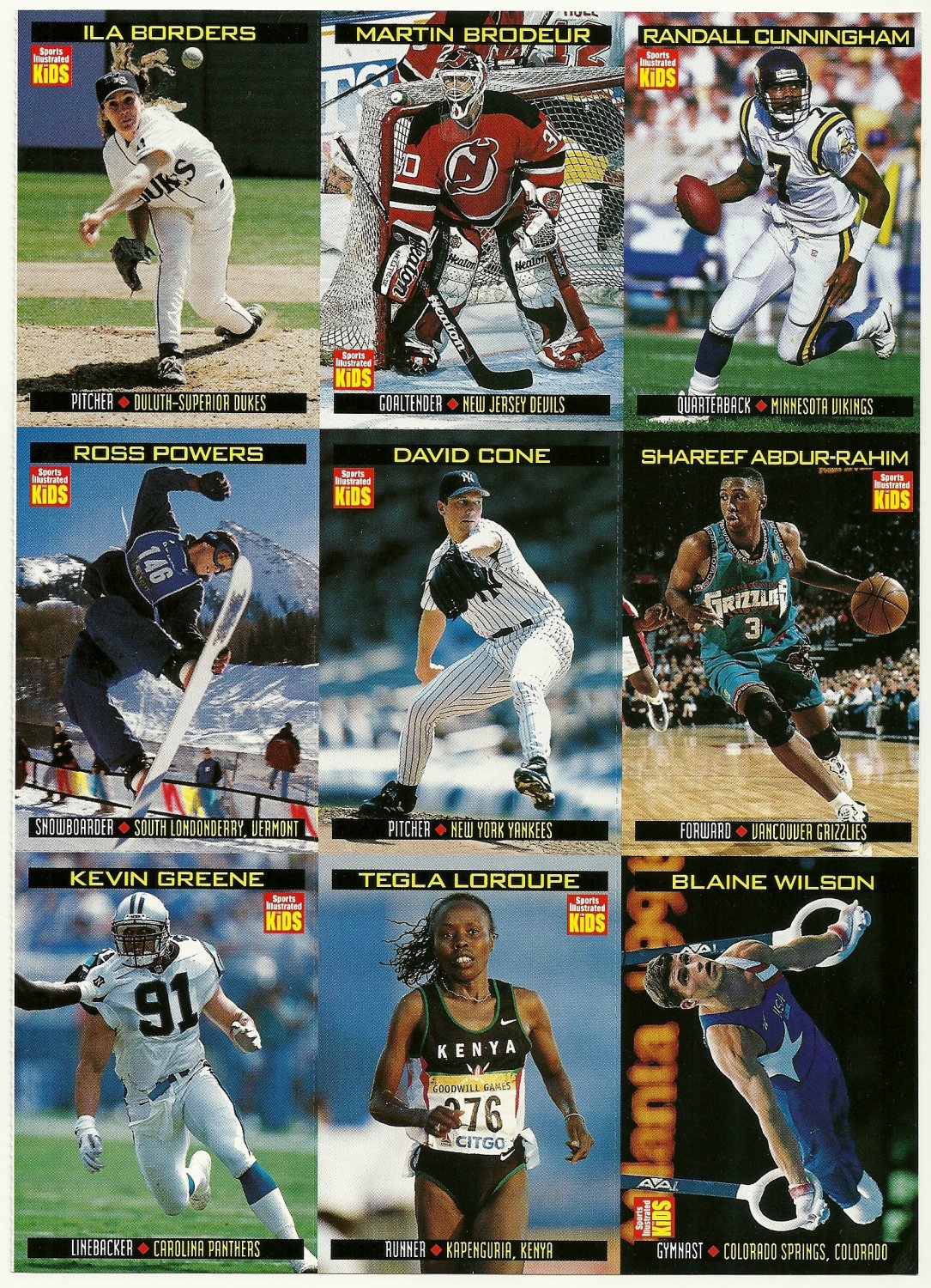 SI SPORTS ILLUSTRATED FOR KIDS Sheet 9 Trading Cards 766774 MARTIN
