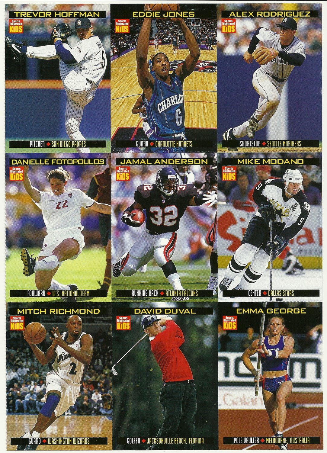 SI SPORTS ILLUSTRATED FOR KIDS Sheet 9 Trading Cards 802810 DAVID DUVAL