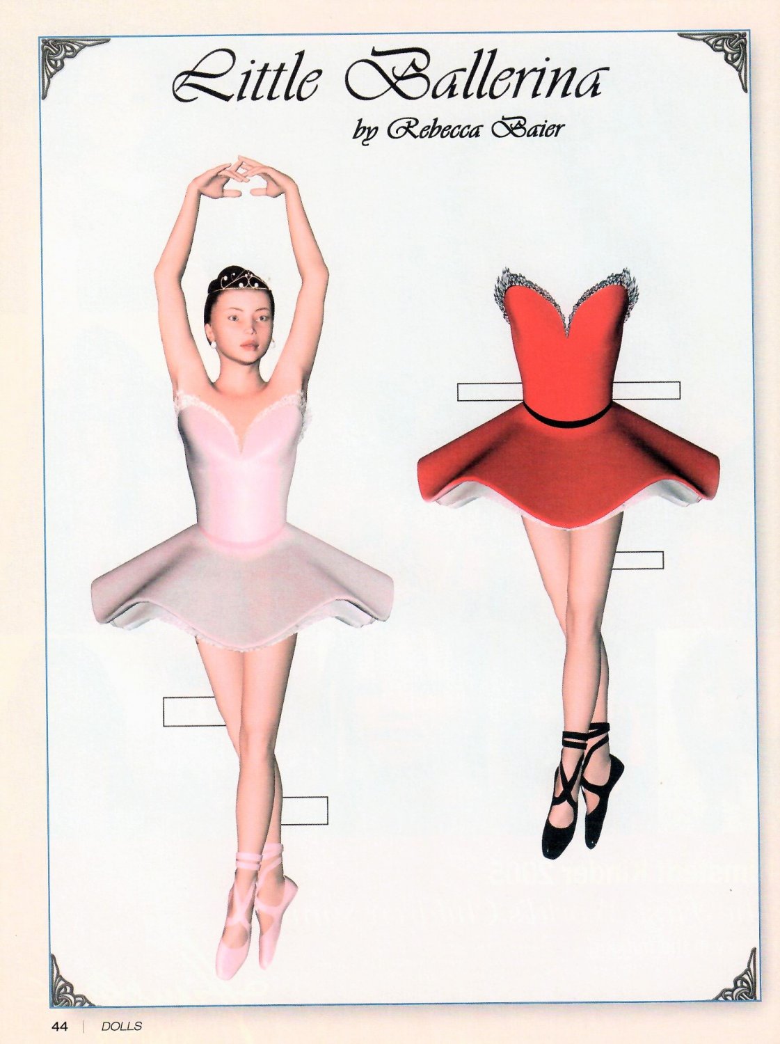 LITTLE BALLERINA Magazine Paper Dolls by Rebecca Baier 2 PAGES UNCUT!