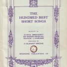 THE HUNDRED BEST SHORT SONGS Book #2 (24 Songs in this Volume) Song Book © 1930