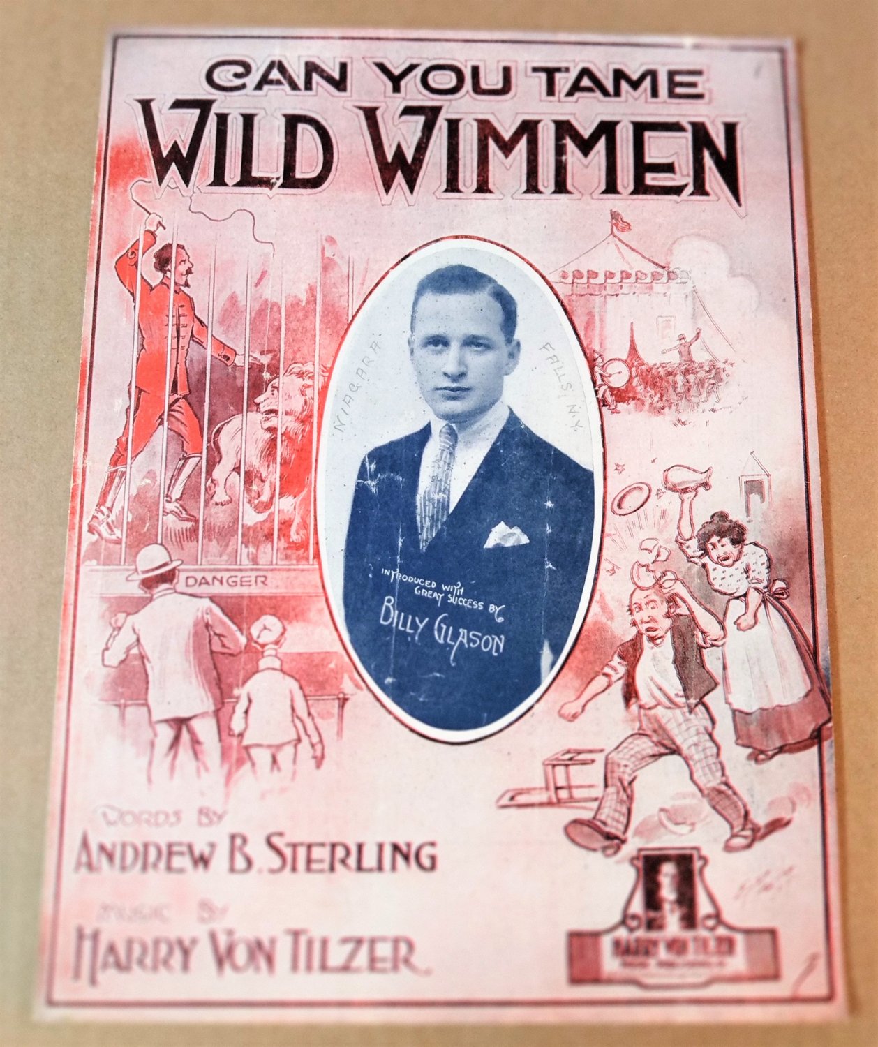 CAN YOU TAME WILD WIMMEN Piano Vocal Sheet Music BILLY GLASON Â© 1918
