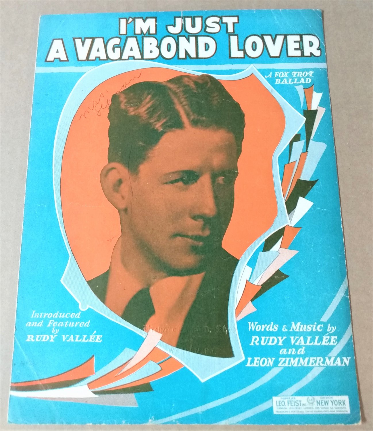 I'M JUST A VAGABOND LOVER Piano Vocal Ukulele Sheet Music RUDY VALLÃ�E Â© 1929