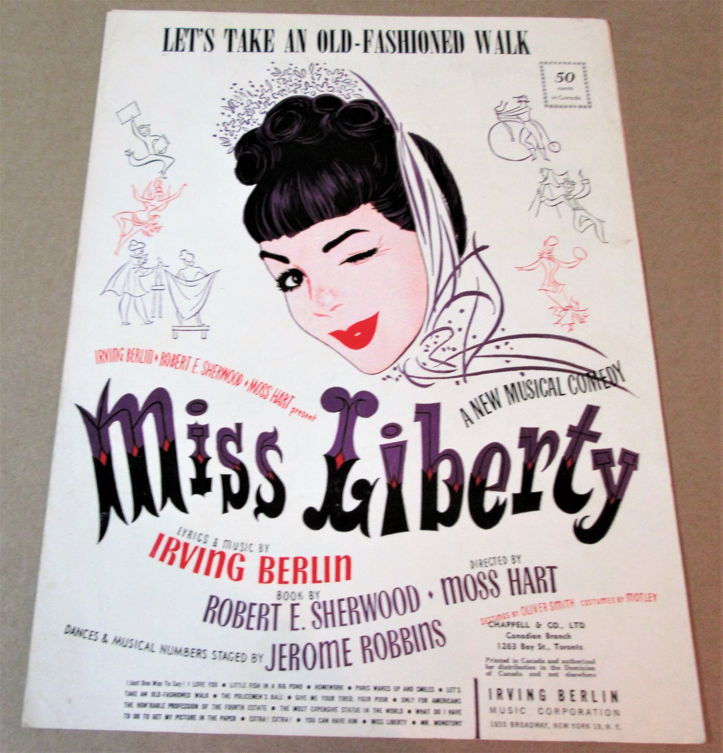LET'S TAKE AN OLD-FASHIONED WALK Piano/Vocal Sheet Music MISS LIBERTY Â© 1948