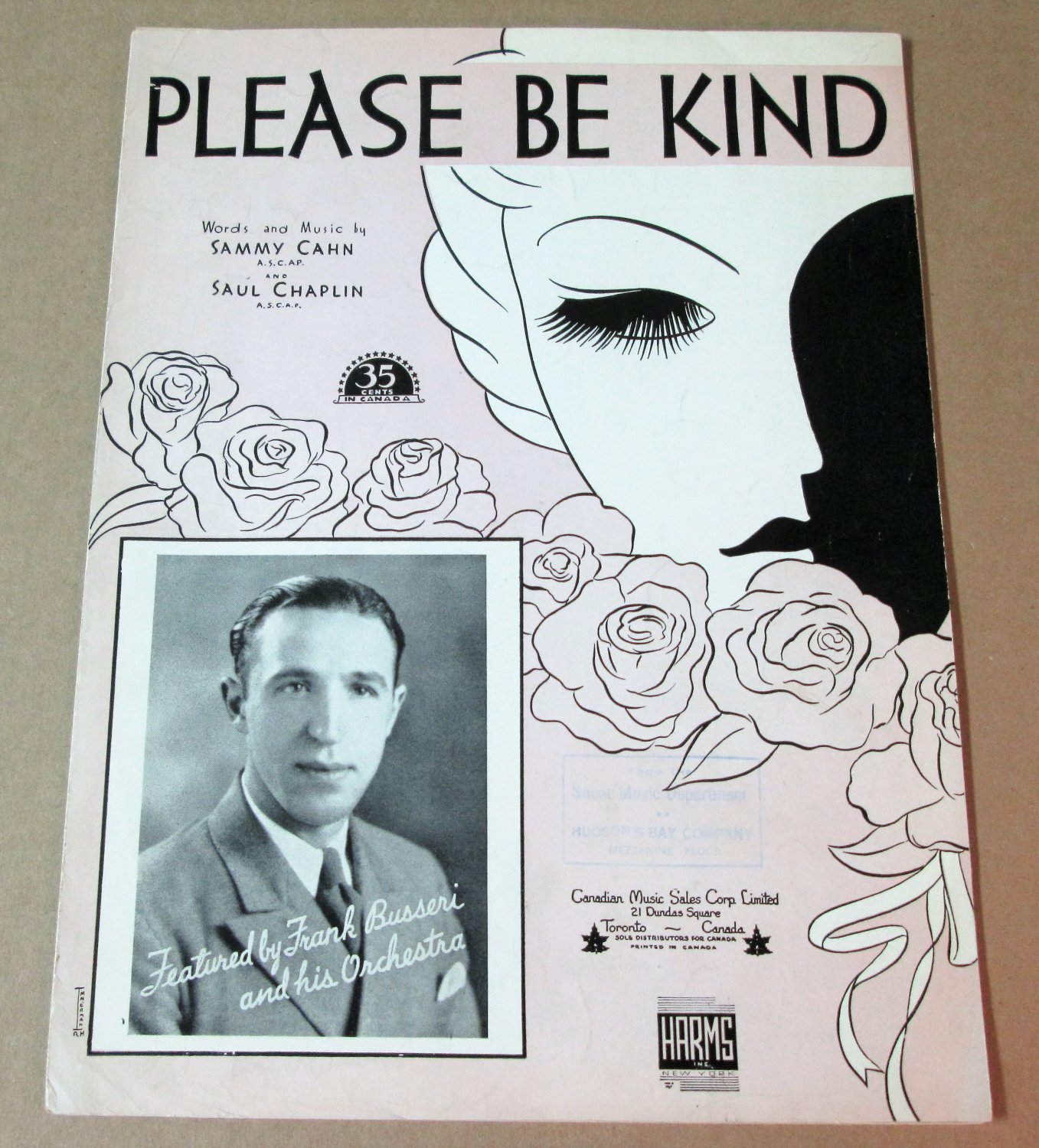 PLEASE BE KIND Piano/Vocal/Guitar Sheet Music FRANK BUSSERI & ORCHESTRA Â© 1938