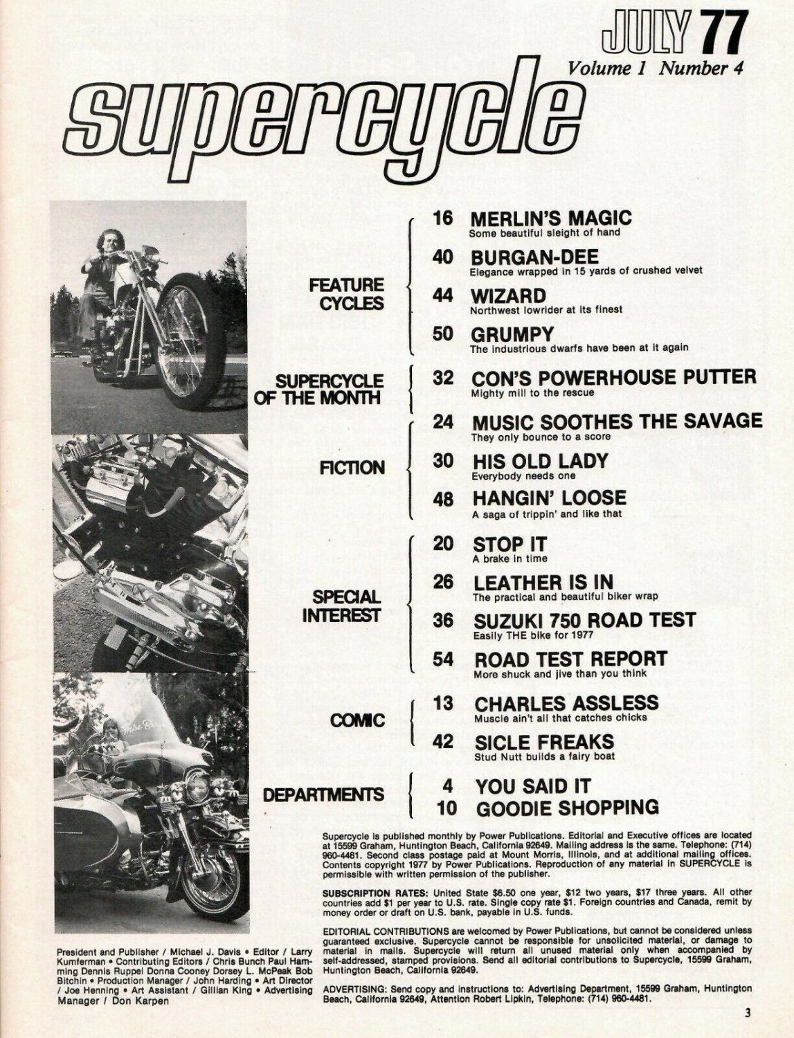 SUPERCYCLE MAGAZINE July 1977 BIKES & BROADS OF PORTLAND Leatherware