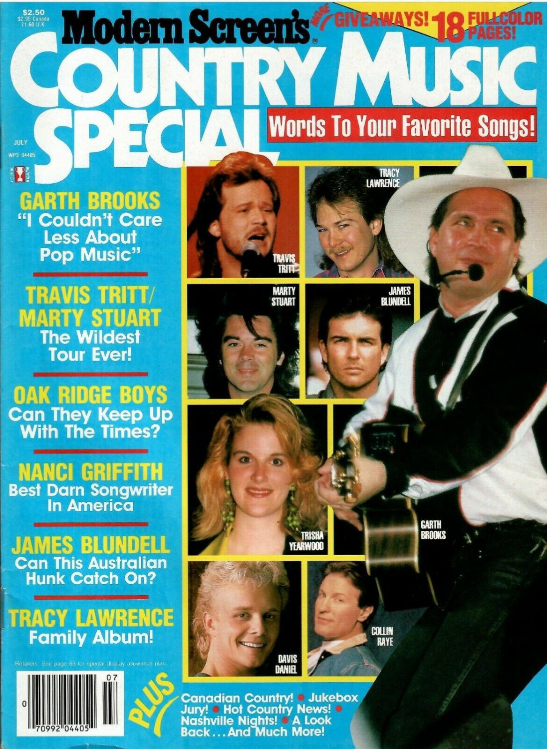MODERN SCREEN'S COUNTRY MUSIC SPECIAL MAGAZINE July 1992 - 17 Color Pinups
