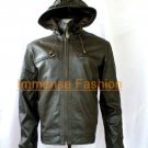 NWT Men's Remove-able Hood Leather Jacket Style M32