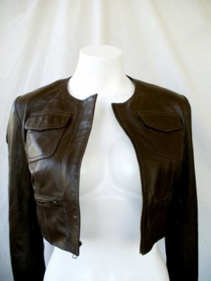 NWT Women's Made to Measure Cropped Bomber Leather jacket Style 2600