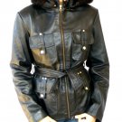NWT Women's Fox Fur Hood Leather Jacket 44F TOMA