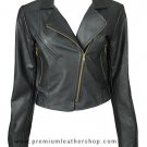 NWT Women's Cropped Motor Bike Leather Jacket Style 5F