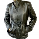 NWT Women's High Neck Waist Strap Leather Jacket Style 6F