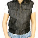 NWT Women's Sleeveless Hood Denim Vest Style 42FD