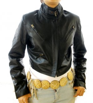 NWT Women's Cropped Bomber Leather Jacket Style 2800