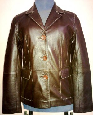 Women's 3 Button Blazer Style Leather Jacket FS-10