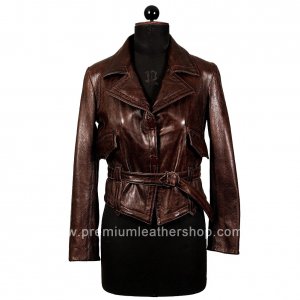 NWT Women's Leather Blazer Semi Cropped Style 24F