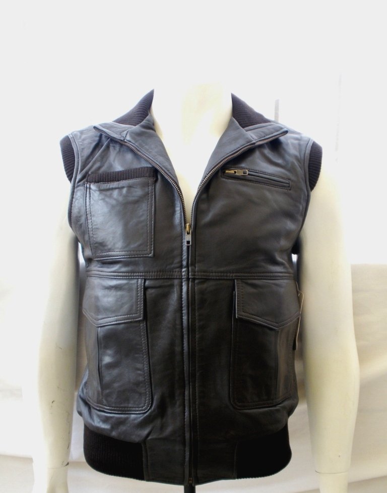 NWT Men's Sleeve Less Bomber Leather Vest Style M42LVC Size 2XL