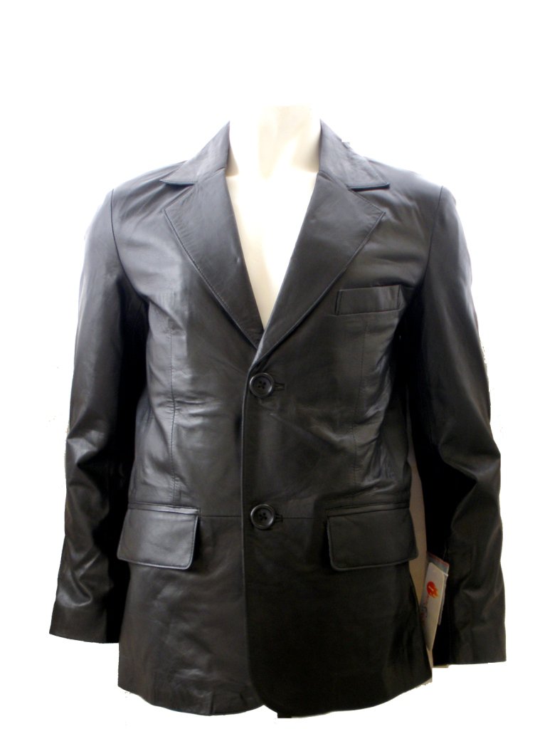 Men's 2 Button Classic Leather Blazer Style M80 Size 