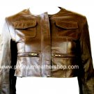Women's Crewneck Cropped Jacket Style 2600 Size Small Color Dark Brown