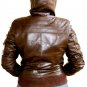 Women's Hooded Leather Jacket style 14F Size XL Color Brown