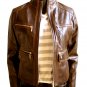 Women's Mandarin Collar Cropped Bomber Leather Jacket Style 4600 Size 2XL
