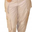 Women's Cargo Pocket Capri Style Leather Pants Style WPC1 Size Small color khaki